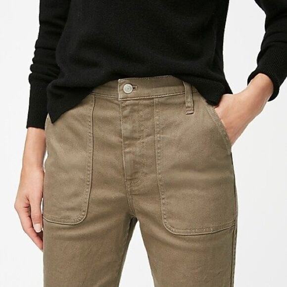 J. Crew Pants Straight Leg Crop Garment Dyed High Rise Green 31 Trousers NWT - Picture 10 of 12